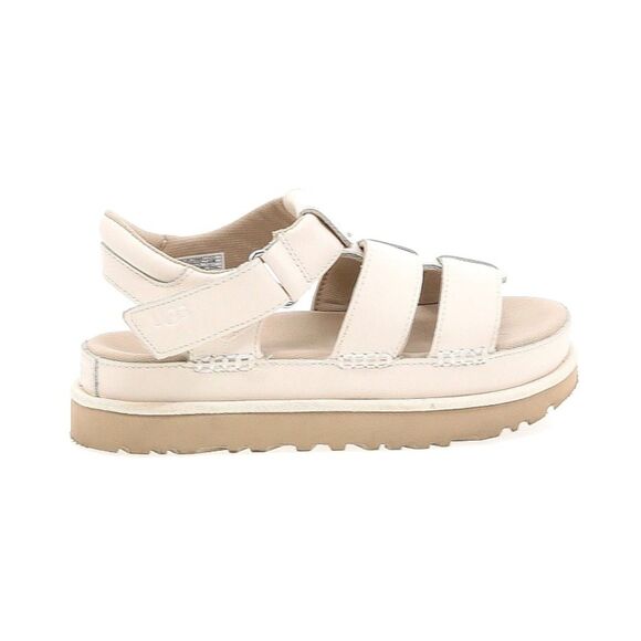UGG Goldenstar Platform Sandal 6 Cream White Strappy Leather Chunky Strap Summer - Picture 1 of 16
